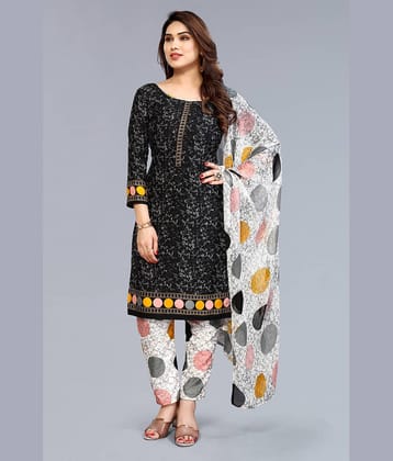 Anand Unstitched Crepe Printed Dress Material - Black ( Pack of 1 )