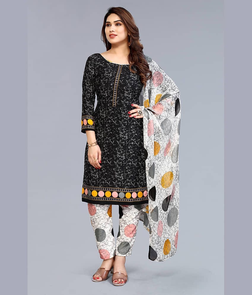Anand Unstitched Crepe Printed Dress Material - Black ( Pack of 1 )