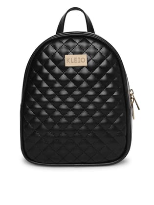 Quilted Vegan Backpack (L)-Black