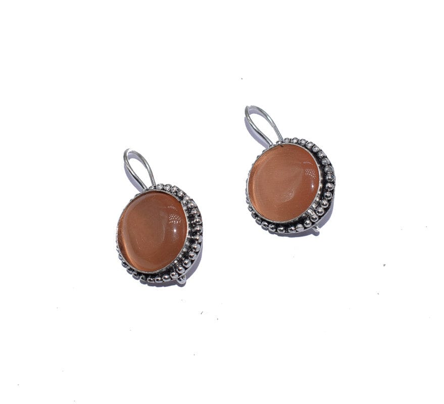 German Silver Oxidized AD White With Stone Color Full Fish Hook Stud Earrings German Silver Drops & Danglers of Woman & Girls. , BES-001-Per Pcs / Irregular / Coral 