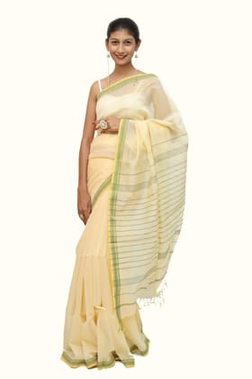 Imperial Maheshwari Rich Thread Brocade Saree with Tassels