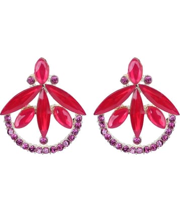 PUJVI - Red Hoops Earrings ( Pack of 1 )