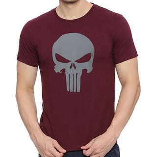 HIT SQUARE Maroon Pure Cotton Round Neck Printed For Men