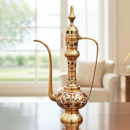 Brass Ornamental Surahi Aftaba ? Classic Vintage Showpiece, Height : 36 Inch (FMAS349 B)