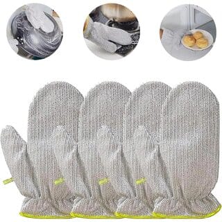 Dishwashing Gloves, Heat Insulation Waterproof Silver Wire Reusable Dish Cleaning Gloves for Living Room Housework House