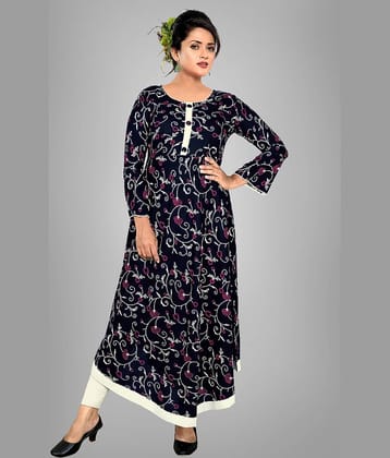 HAYA - Black Rayon Women's Asymmetrical Kurti ( Pack of 1 )