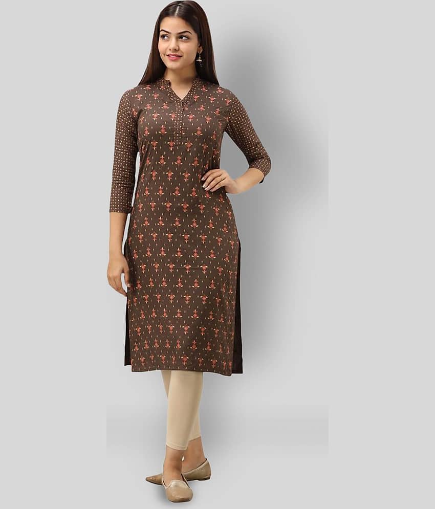 SVARCHI - Brown Viscose Women's Straight Kurti ( Pack of 1 )