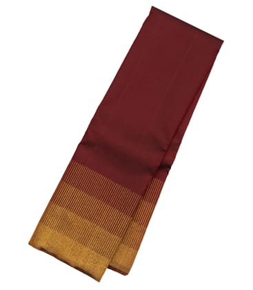 Maroon Handloom Kanchipuram Silk Saree With Comb tooth Border-Maroon