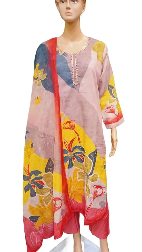 Muslin Stitched Kurta Set With Dupatta