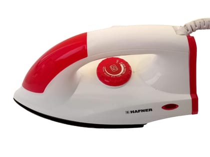 HAFNER Fonzo 1000-watt Dry Iron With American Heritage Sole Plate, Aerodynamic Design, Easy Grip Temperature Knob & 2 years Warranty. (RED) Red