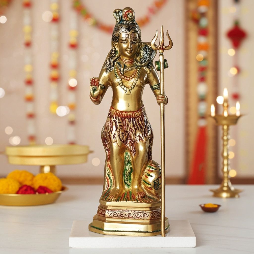 Brass Shiv Ji Idol - Religious Home Decor Statue, Height : 12.4 Inch (BSMAS1066 S)