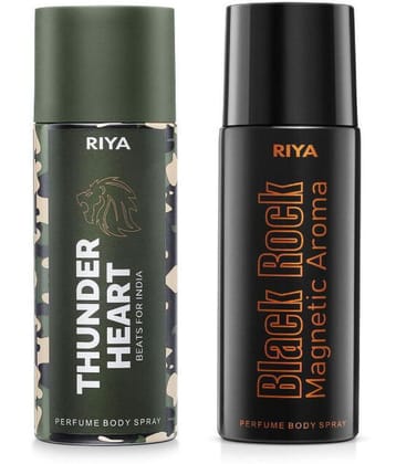 Riya Thunder Heart & Black Rock Deodorant Spray & Perfume For Men 300 ( Pack of 2 )