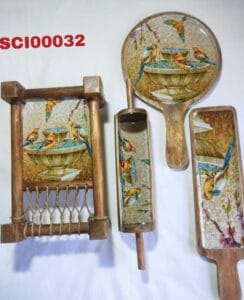 Handicraft Exim Decorative Wooden Kitchen Utensil Set | Bird Motif Design | Kitchen Decor & Serving