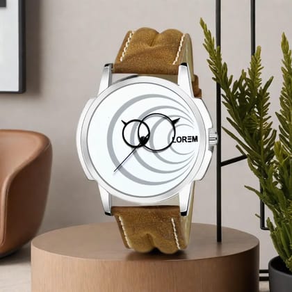 LOREM White Round Analog Watch for Men LR63-UF