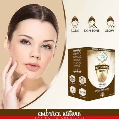Nature Sure Multani Mitti Powder Beauty Clay 200g with Rose Water 50ml
