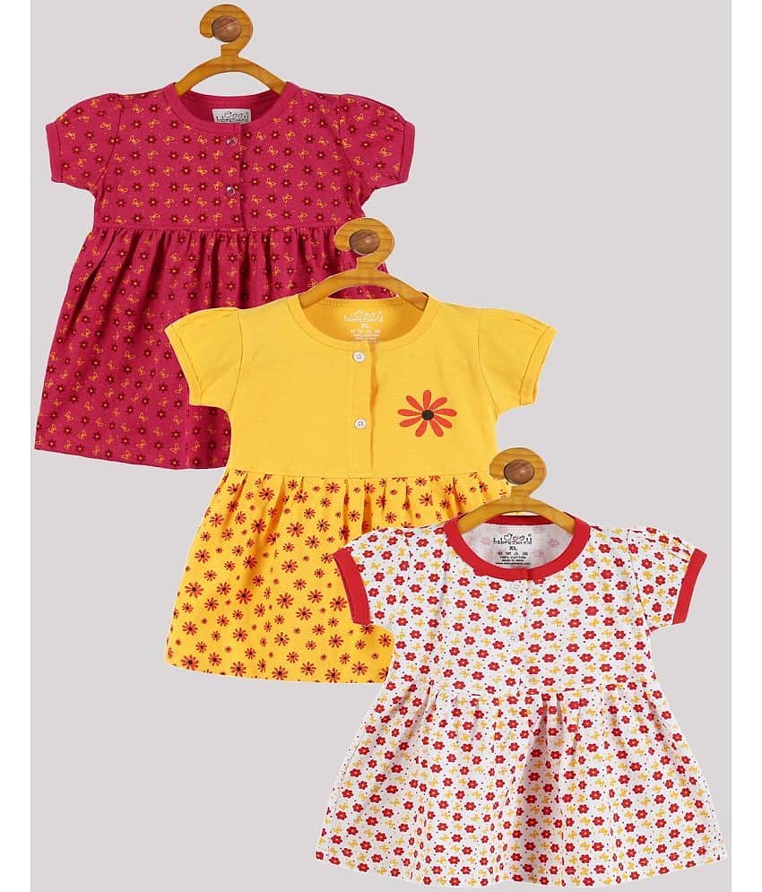 Babeezworld Pack of 3 Baby Girls Cotton Frock ( Multi )