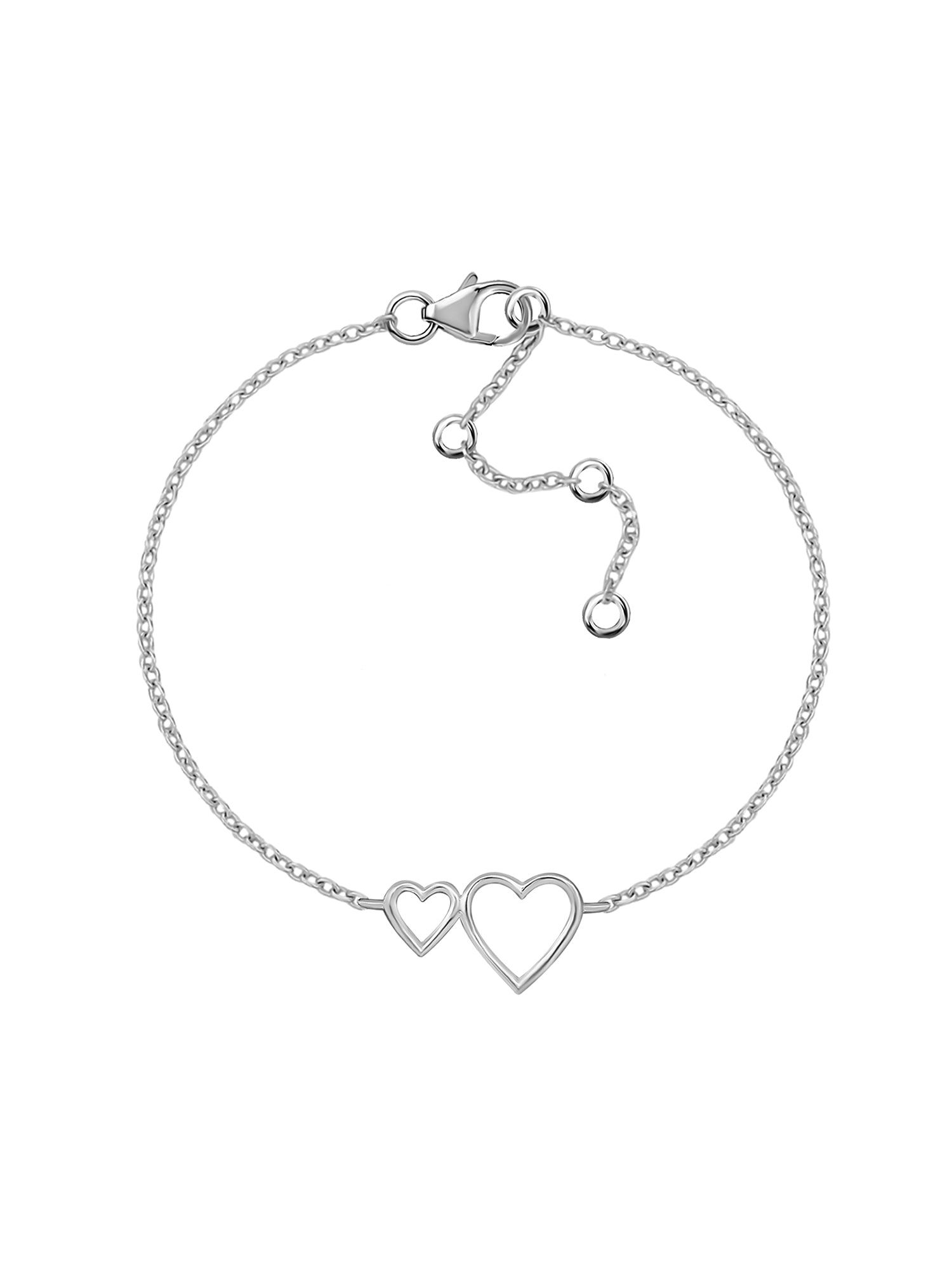 Two Hearts In Love Silver Bracelet