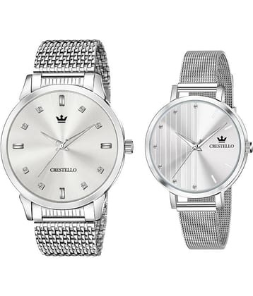 Crestello Silver Metal Analog Couple's Watch