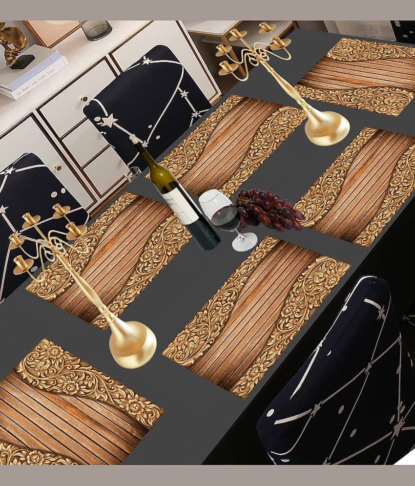 Revexo PVC Abstract Rectangle Table Mats ( 40 cm x 30 cm ) Pack of 6 - Multi