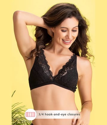 Clovia Lace Non Padded Women's Bralette Bra ( Black )