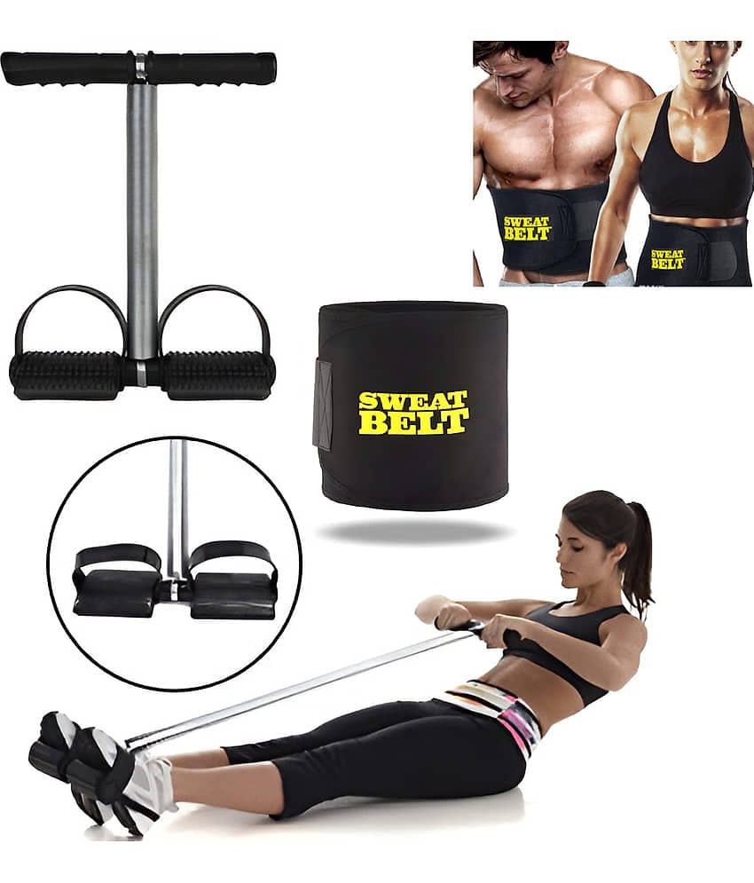 Tummy Trimmer with Sweat Belt Combo Fitness Equipment for Men & Women Home Gym Abs Exerciser-Sweat Belt Free Size for Use