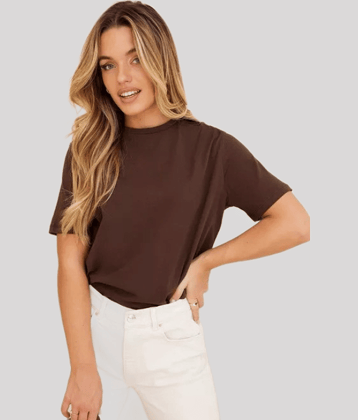 PP Kurtis Women Cotton Solid Oversized Fit Round Neck T-Shirt ( Brown )