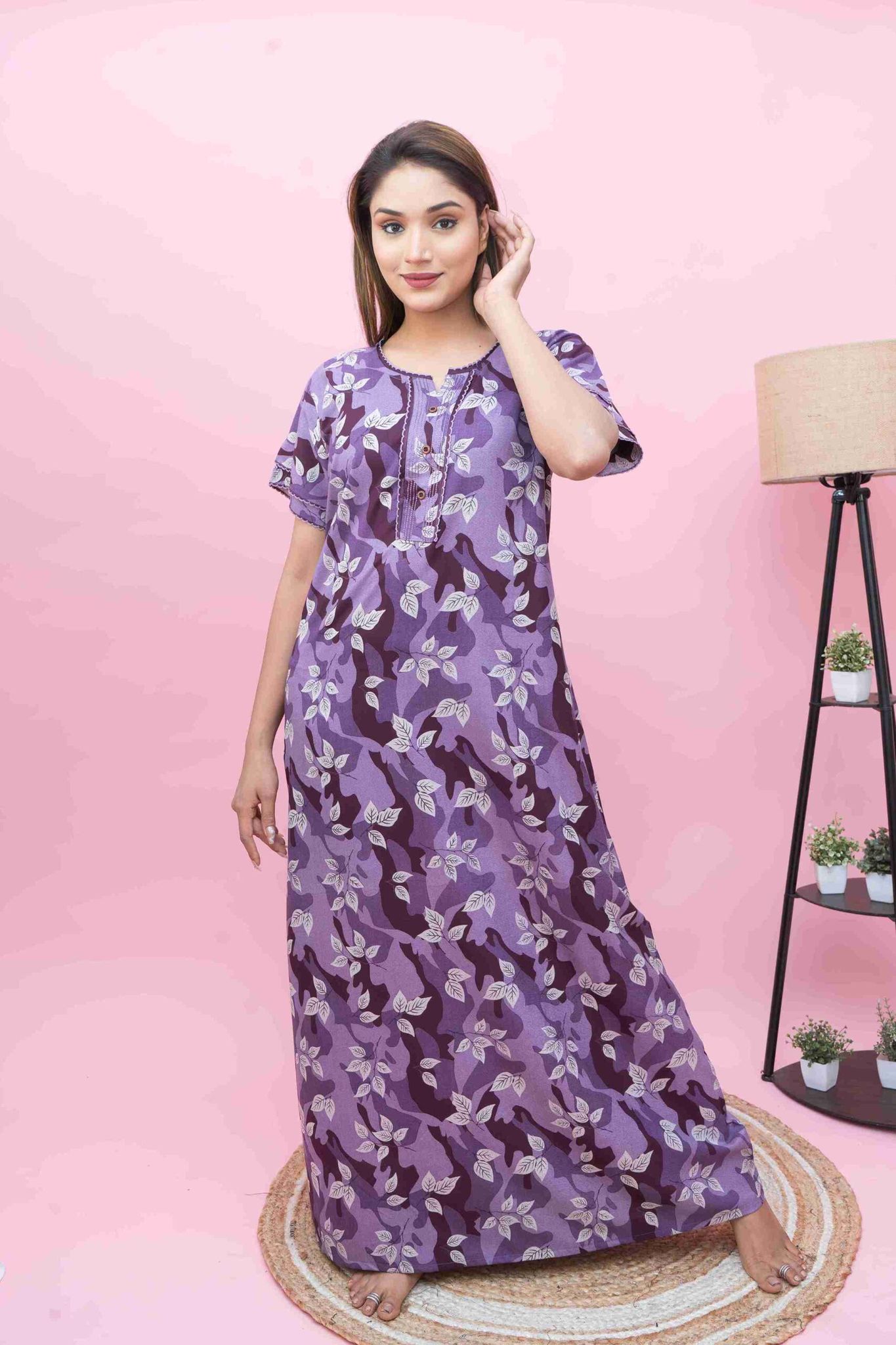 Premium Aarka Nighty for Women | Fancy Sleeves | A-Line Fit | Soft & Comfortable