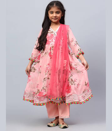 ZARISTAA Girls Georgette Kurti Legging Set ( Pack of 1 , Pink )