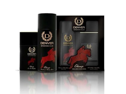 Denver Champ Gift Set - Deodorant 165ml + Perfume 60ml, Long Lasting Fragrance for Men