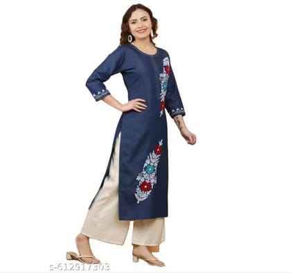 Stylish Denim Embroidered Premium Kurti