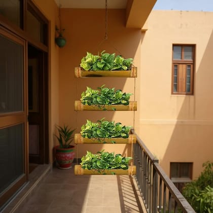 Bamboo Planters with Adjustable Rope