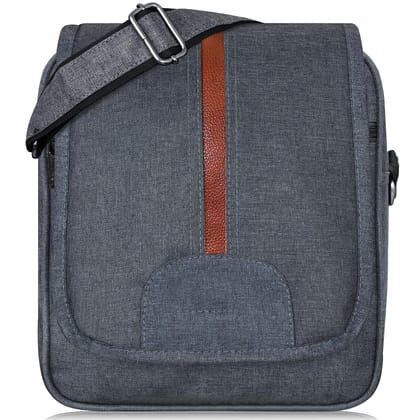 Grey Casual Linen Textured Cross Body Sling Bag For Men SL07