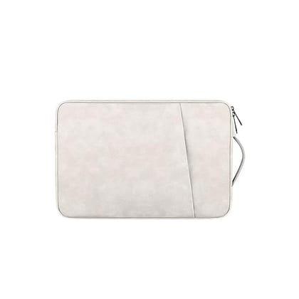 PU Leather Lightweight Zipper Bag For 15 inch Laptops - Off White