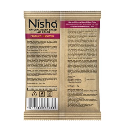 Nisha Henna Based Hair Color Natural Brown 25gm Pack of 10, Ammonia Free Henna Powder Hair Colour Dye Brown Hair Color Nisha Henna Based Hair Color Natural Brown 25gm Pack of 10, Ammonia Free Henna Powder Hair Colour Dye Brown Hair Color