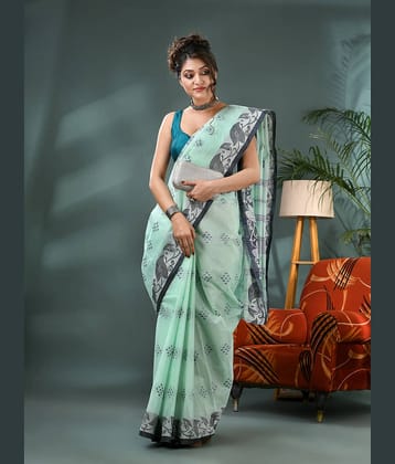 Desh Bidesh Cotton Self Design Tant Saree Without Blouse Piece ( Blue )