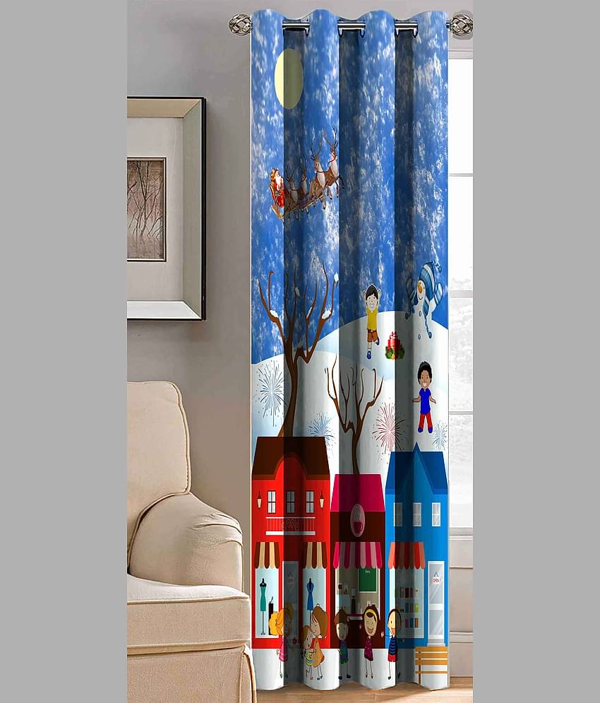 BELLA TRUE Printed Semi-Transparent Curtain 7 ft Pack of 1 Multi Color
