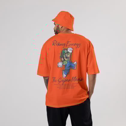 Colorful MARIO Oversized T-Shirts: Orange: Vibrant Citrus Burst-S / Cotton / Orange