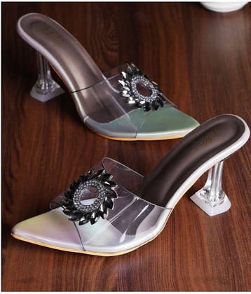 JM Looks Gray Women's Slip On Heels