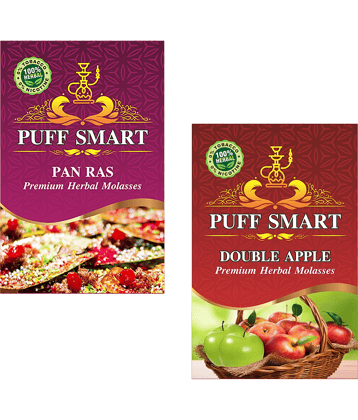 puffsmart hookah flavour pan ras & double apple . pack of 2. 50g each