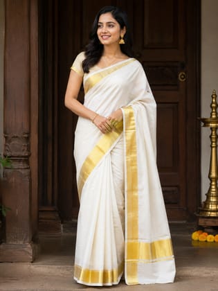 2 INCH KASAVU PRINTED SAREE