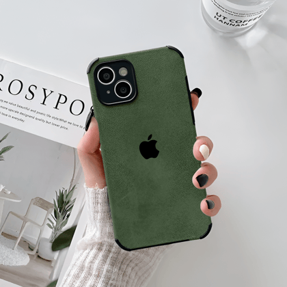iPhone 14 Leather Finish Bumper Case-Green