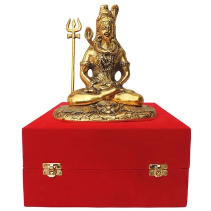 Aluminium Lord Shiva Showpiece � Decorative Religious Idol, Height : 9.8 Inch (ASMAS363 G)