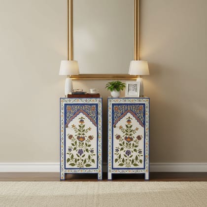 Wooden Painted Bedside Cabinet Storage Set of 2