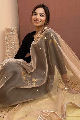 Gold Rose Organza Dupatta