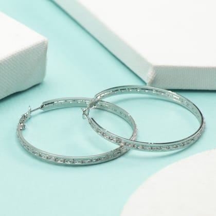 Zircon Celeste Large Round Hoops