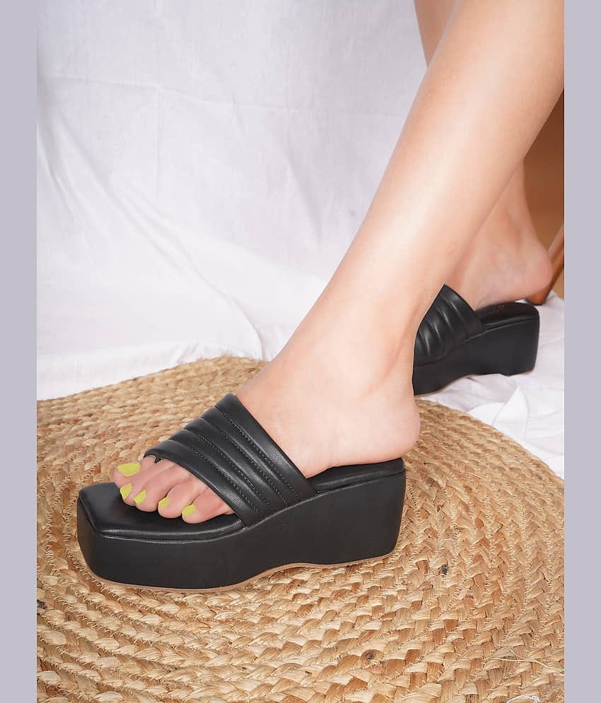 JM Looks Black Women's Slip On Heels