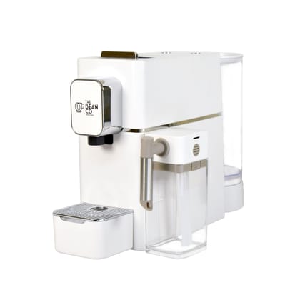 The Bean Co Roasters Coffee Capsule Machine with a milk tank attachment | Espresso Coffee Maker | 19 Bar Pressure | | Compatible with Nespresso Pods (White)