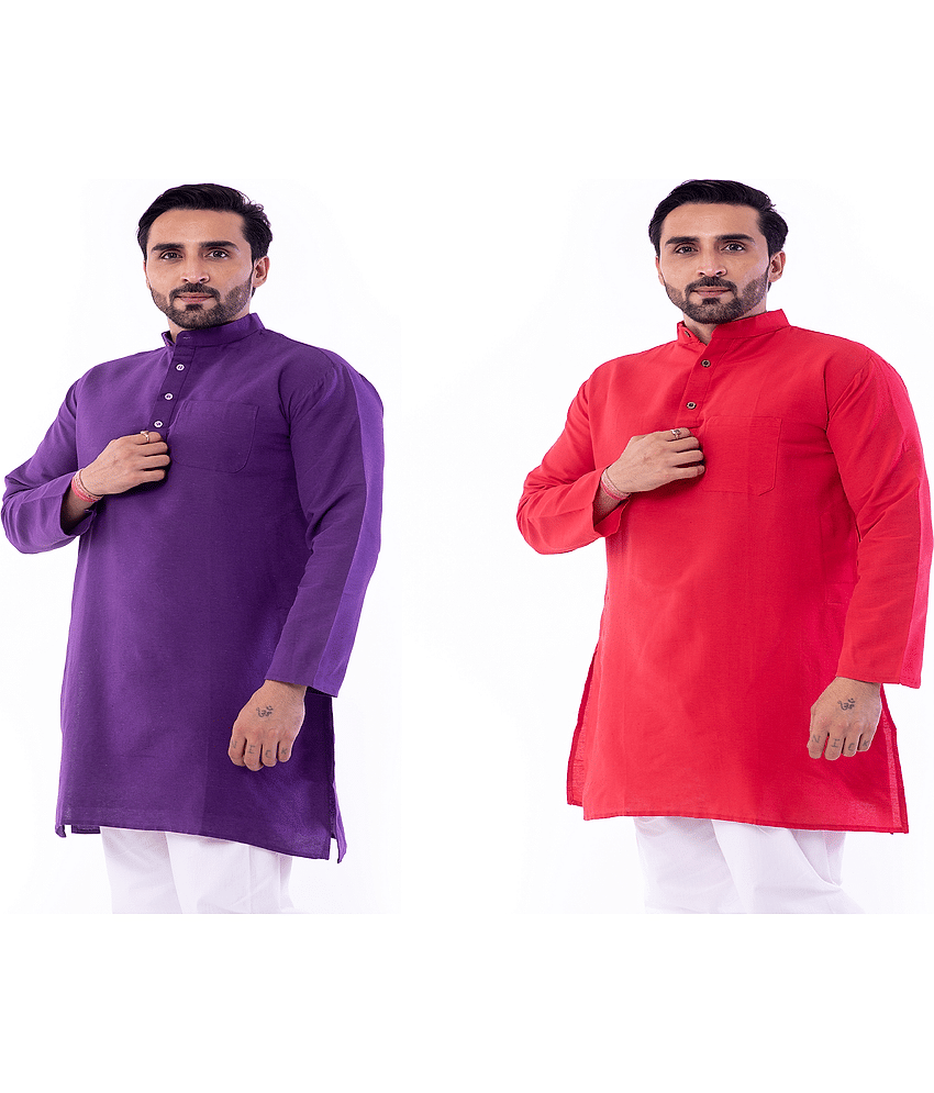 DESHBANDHU DBK Multi Cotton Kurta Pack of 2