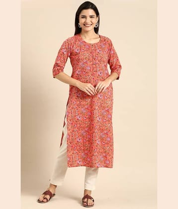 Rajnandini - Orange 100% Cotton Women's Straight Kurti ( Pack of 1 )