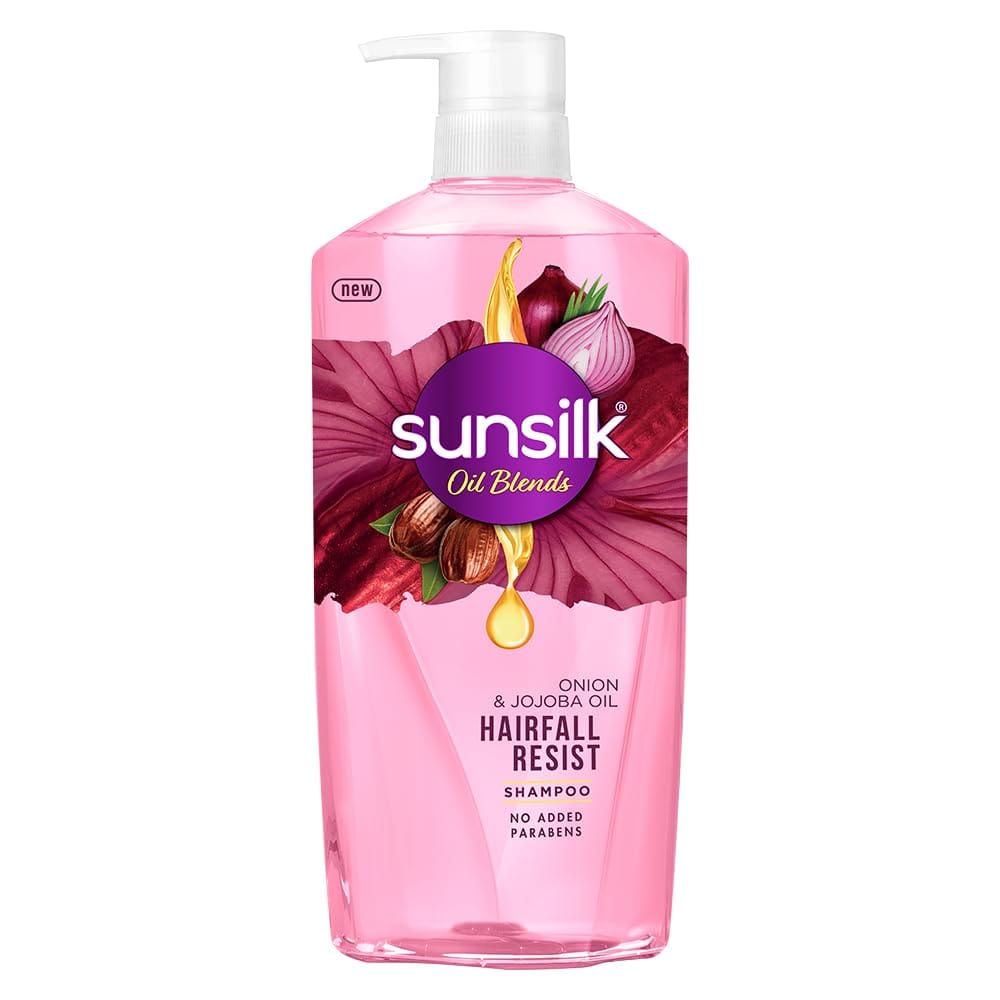 Sunsilk Onion & Jojoba Oil Hairfall Resist Oil Blends Shampoo | with No Added Parabens | (700 ml) Sunsilk Onion & Jojoba Oil Hairfall Resist Oil Blends Shampoo | with No Added Parabens | (700 ml) - Pink / 700 ml (Pack of 1)